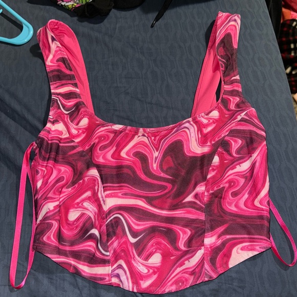 hot pink corset cropped tank top - Picture 1 of 3